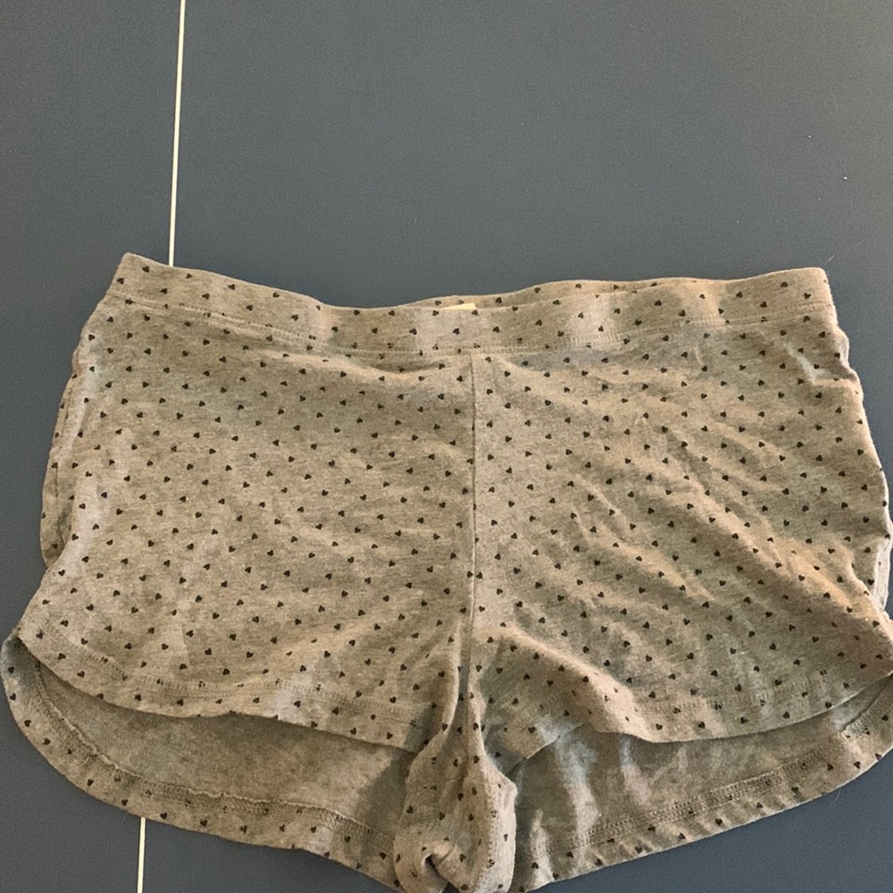 Gray pj shorts with little black hearts, old navy, size M